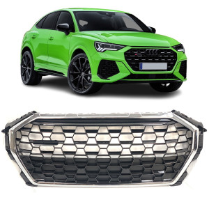 Carnamics Grille | Audi Q3 18- 5-p | Style OEM noir / chrome brillant