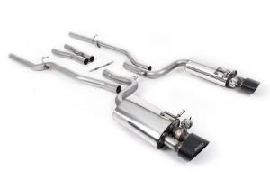 Cat-back uitlaatsysteem | Audi RS4 B7 4.2 V8 Sedan‚ Avant en Cabriolet (2006-2008) | Milltek Sport Satijnglans zwarte sierstukken Satijnglans zwarte sierstukken