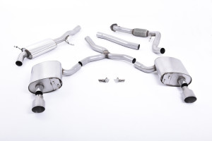 Cat-back uitlaatsysteem | Audi A4 2.0 TFSI B9 Quattro Saloon & Avant (niet-OPF/GPF-modellen en zonder steunstangen) (2016-2024) | Milltek Sport Dual 100mm GT100