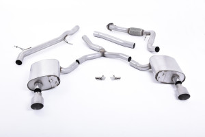 Cat-back uitlaatsysteem | Audi A4 2.0 TFSI B9 Quattro Saloon & Avant (niet-OPF/GPF-modellen en zonder steunstangen) (2016-2024) | Milltek Sport Dual 100mm GT100