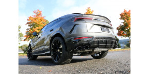 Silencieux arrière Lamborghini Urus transversal sortie droite/gauche avec 2 trappes d'échappement - 2x115x85 type 38 droite/gauche laqué noir