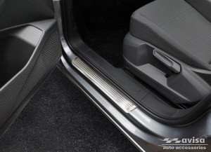 Avisa Plaques de seuil | Volkswagen Caddy Cargo 20- 3-p | Lignes acier inoxydable soyeux