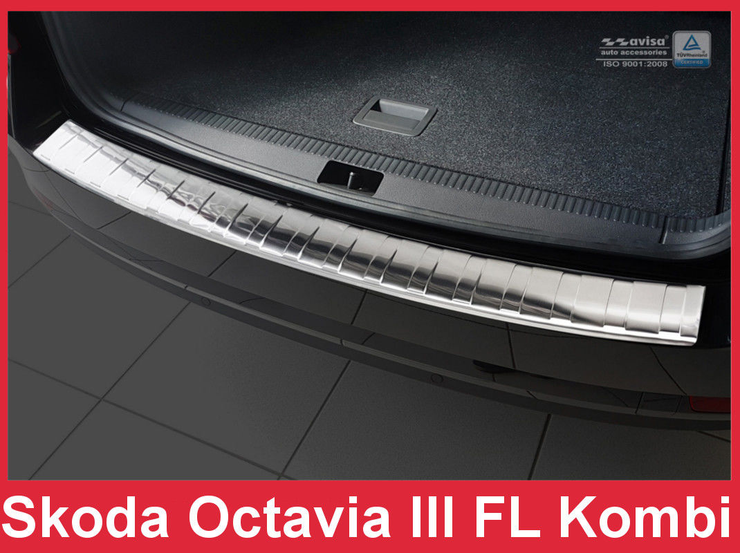 Bumperbescherming achter, geschikt voor Skoda Octavia 3 Combi | 2017-2020 ( facelift) roestvrij staal verchroomde bescherming voor bumperbescherming
