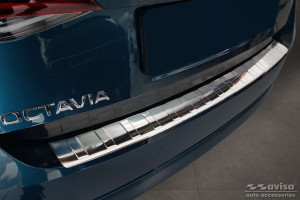Avisa Protection du pare-chocs arrière | Skoda Octavia 20- 5-p | Côtes acier inoxydable soyeux