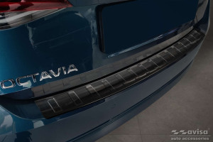 Avisa Protection du pare-chocs arrière | Skoda Octavia 20- 5-p | Côtes noir soyeux